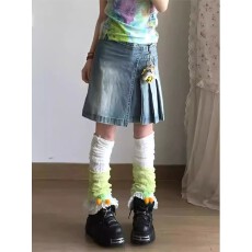 批发现货~大码美式复古水洗做旧牛仔半身裙女夏街头百搭不规则短裙子