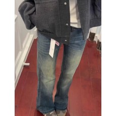 批发大码弹力微喇叭牛仔裤女春秋胖mm梨形身材高腰显瘦直筒马蹄裤