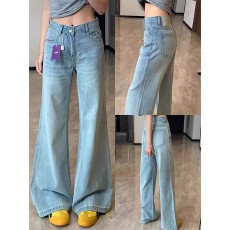 批发浅色高腰微喇牛仔裤女<b class='q'>夏</b>季大码胖mm美式新款百搭宽松显瘦马蹄长裤