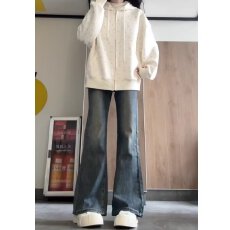 批发美式复古微喇叭牛仔裤女秋季<b class='q'>夏</b>薄新款宽松不贴腿低腰马蹄裤子