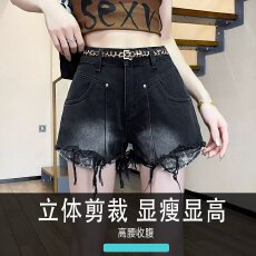 批发慵懒女装美式高街vibe辣妹毛边牛仔短裤女显瘦休闲热裤流行潮流