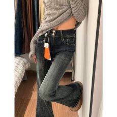 批发美式辣妹蓝灰微喇<b class='q'>牛仔裤</b>女春季新款<b class='q'>修身</b>显瘦不贴腿马蹄裤子