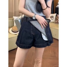 批发薄款高腰不规则宽松牛仔<b class='q'>短</b>裤大码显瘦设计感<b class='q'>裤裙</b>胖mma字阔腿热裤
