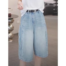 批发花苞工<b class='q'>装</b>五分牛仔短<b class='q'>裤</b>女夏季薄款<b class='q'>大码</b>女<b class='q'>装</b>胖mm宽松显瘦休闲阔腿<b class='q'>裤</b>