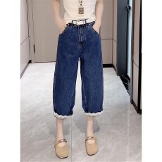 批发梨形身材阔腿牛仔裤女夏季老爹裤显瘦萝卜裤薄款八分<b class='q'>哈伦</b>裤子
