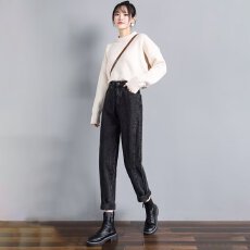 批发春秋季新款女牛仔裤宽松显瘦直筒<b class='q'>哈伦</b>裤水洗潮流时尚百搭裤子