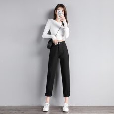 批发弹力西<b class='q'>装裤</b><b class='q'>女</b>春秋新款黑色休闲西裤高腰夏季显瘦直筒<b class='q'>女</b>士裤子