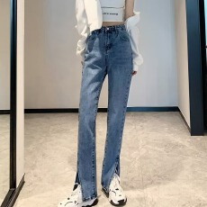 批发微喇牛仔裤女春秋季新款高腰弹力修身显瘦小个子百搭喇叭裤