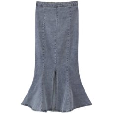 批发高腰显瘦鱼尾<b class='q'>牛仔</b>半身裙女春夏弹力修身荷叶边开叉中长款<b class='q'>包臀裙</b>潮
