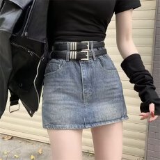 批发韩版深蓝色复古水洗通勤<b class='q'>牛仔</b>短裙女春季新款时尚百搭半身裙