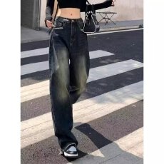 批发做旧潮牌春秋季直筒宽松牛仔裤<b class='q'>男士</b>复古水洗复古大码休闲<b class='q'>裤子</b>