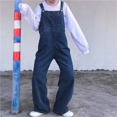 批发<b class='q'>女</b><b class='q'>童</b>直筒牛仔背带裤春秋<b class='q'>新款</b>中大童宽松休闲长裤儿童洋气裤子