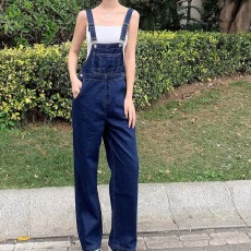 批发女春秋季酷盐系阔腿<b class='q'>大码</b>连体宽松减龄<b class='q'>背带裤</b>显瘦韩版吊带牛仔裤子