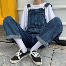 批发女童高腰<b class='q'>背带裤</b> 男童牛仔裤 吊带裤中大童宽松牛仔裤女孩裤子