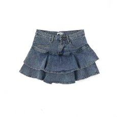 批发辣妹美式高腰a字显瘦牛仔半身裙夏蛋糕裙蓬蓬裙荷叶边裙<b class='q'>女</b>士<b class='q'>裙裤</b>