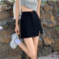 批发牛仔半身裙<b class='q'>女</b>夏季新款薄小个子高腰裤裙开叉防走光包臀a字短裙子