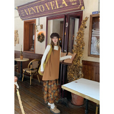 实拍实价 冬新款温柔风连衣裙设计感别致撞色假两件吊带裙打底衫