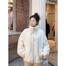 批发年轻字母貂绒外套女2025秋冬新款仿皮草加厚皮毛一体水貂绒大衣潮