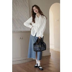 批发爱蔷薇大码双拉链<b class='q'>衬衫</b>女春秋<b class='q'>白色</b>法式上衣胖mm外套设计感小众<b class='q'>衬衣</b>