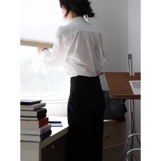 批发Red label日本stylem公司进口色织绿色法式条纹宽松<b class='q'>衬衫</b>女长袖粉