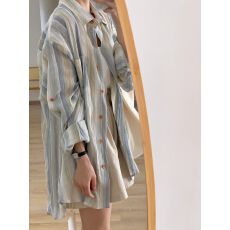 批发休闲通勤套装裙女夏季修身弹性纯色吊带裙慵懒<b class='q'>宽松</b>条纹衬衫两件套