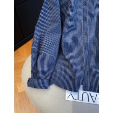 批发复古格子刺绣拼接长袖衬衫女2025早秋宽松洋气格纹设计感开衫上衣