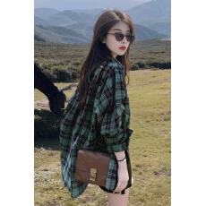 批发韩版格子衬衫女装春<b class='q'>秋</b>2026新款薄款高级感超好看上衣长袖防晒衬衣