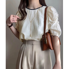 夏季新款简约短袖防晒衫雪纺衫衬衫外出游玩上衣