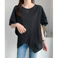 批发夏款<b class='q'>打底衫</b>恤女衬衫不规则短袖上衣