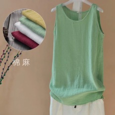批发新款简约百搭棉麻文艺中长<b class='q'>打底衫</b>小背心 宽松