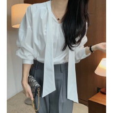 批发韩式<b class='q'>甜美</b>减龄系带套头衬衫衬衣