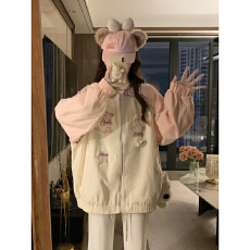 批发实拍星星格纹拼接撞色夹克外套女2025<b class='q'>秋</b>冬新款复古休闲设计感上衣