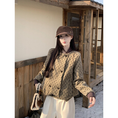 批发实拍复古卡其波点棒球服女2025秋<b class='q'>冬</b>新款气质廓形慵懒感小香风外套