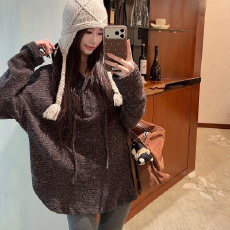 批发280克兔毛双面<b class='q'>长袖</b><b class='q'>t</b><b class='q'>恤</b>打底衫<b class='q'>女装</b>薄美式条纹春秋连帽上衣