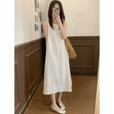 气质法式白色无袖连衣裙女夏季2026新款今年流行爆款孕妇背心裙子