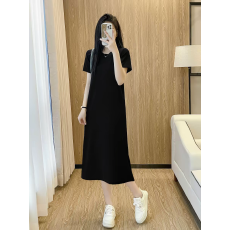 2026夏季新款短袖圆领宽松显瘦遮肚子孕妇连衣裙时尚洋气小黑裙潮