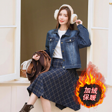 批发加绒加厚<b class='q'>秋</b>冬新款韩版显瘦设计感休闲百搭牛仔外套