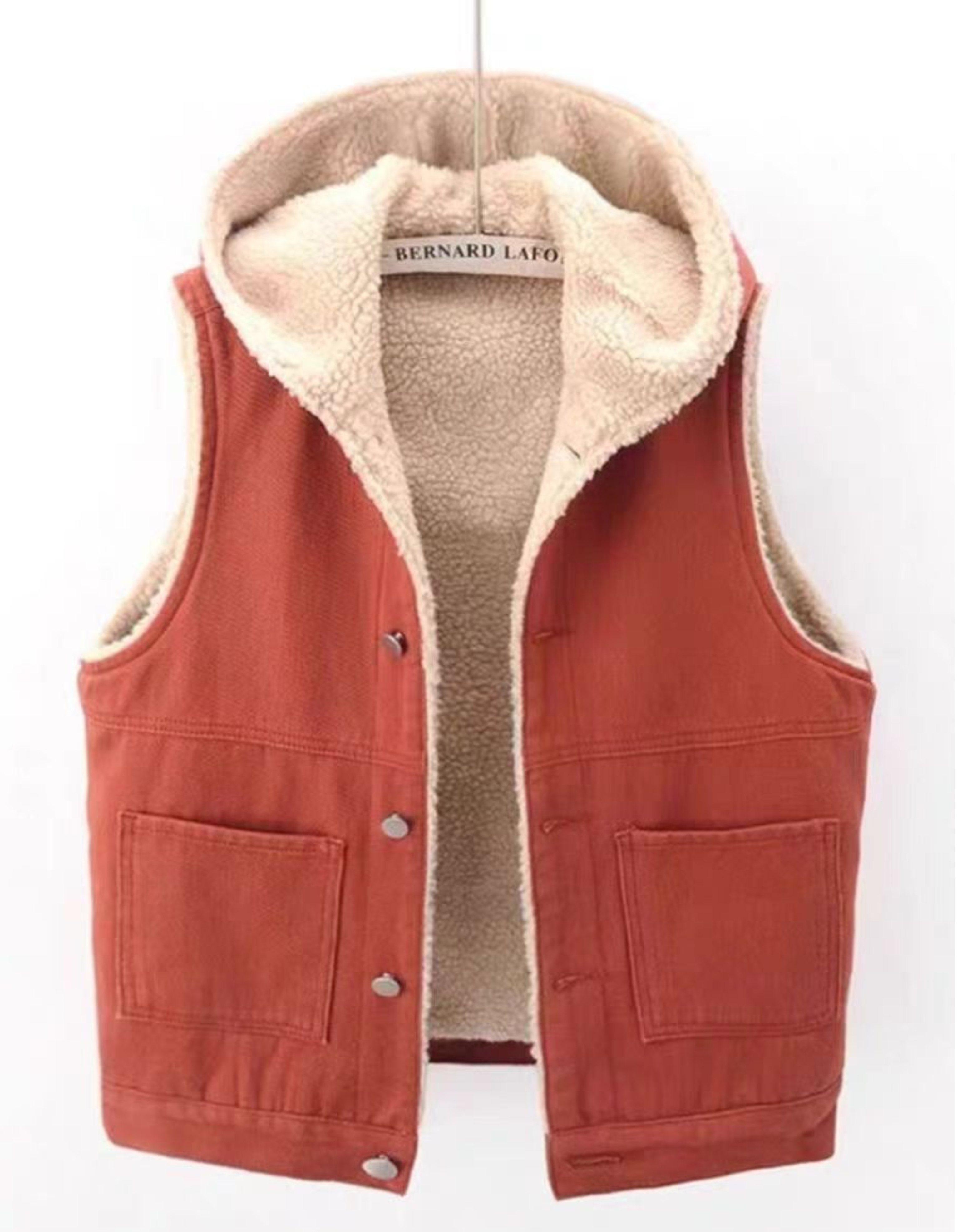 加绒加厚羊羔毛连帽牛仔马甲秋冬新款宽松百搭彩色坎肩马甲外套