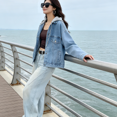 批发舂秋新款假两件韩版宽松休闲<b class='q'>百搭</b>牛仔夹克外套