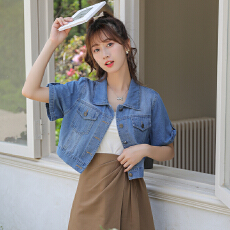 批发夏季薄款设计感<b class='q'>甜美</b>时尚显瘦港风牛仔短款外搭小坎肩上衣