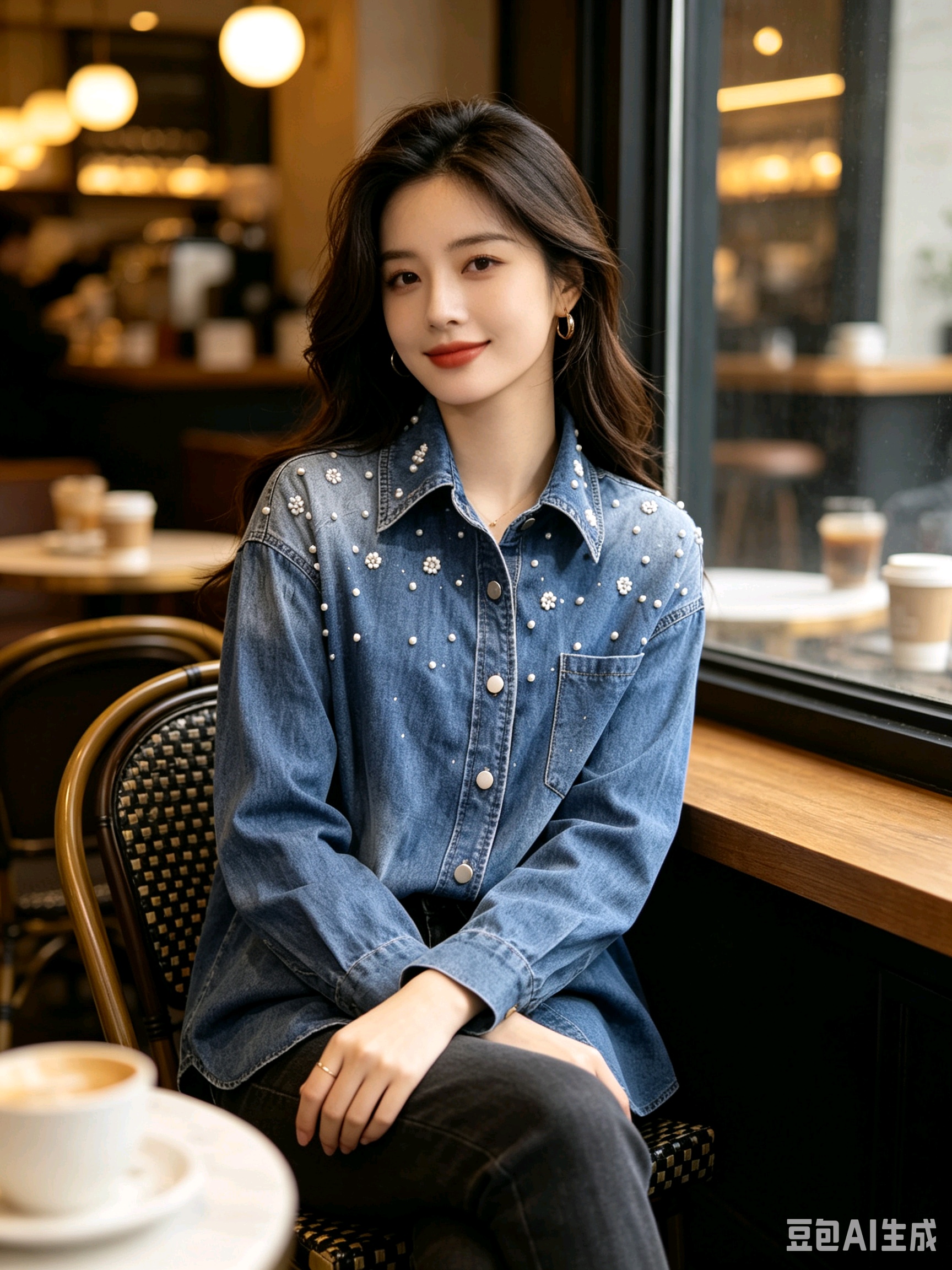 春秋夏款女装法式清新休闲棉质蓝...