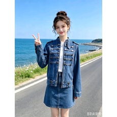 批发法式双排扣做旧夹克女2026春秋新款排骨扣立领短款外套