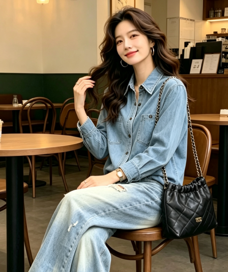 실사 봄 가을 새로운 디자인 센스 항구 바람 한국 스타일 레트로 데님 맨위