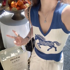 批发实拍冰丝针织衫2026短袖女夏季新款V领短款薄款背心上衣打底衫