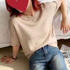 批发实拍冰丝针织衫2026短袖女夏季新款百搭显瘦圆领纯色<b class='q'>上衣</b><b class='q'>打底</b>衫