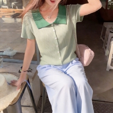 批发实拍冰丝针织衫2026<b class='q'>短</b>袖女夏季新款显瘦翻领开衫上衣打底衫外套