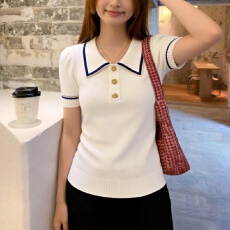 批发实拍 胖mm<b class='q'>大码</b>女装2026短袖夏季新款POLO领半袖上衣<b class='q'>打底衫</b>针织衫