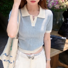 批发实拍 胖mm<b class='q'>大码</b>女装2026短袖夏季新款POLO领半袖上衣<b class='q'>打底衫</b>针织衫