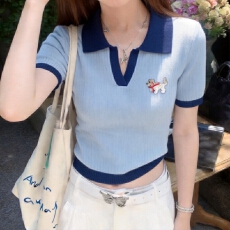 批发实拍 胖mm<b class='q'>大码</b>女装2026短袖夏季新款POLO领半袖上衣<b class='q'>打底衫</b>针织衫