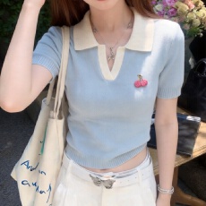 批发实拍 胖mm<b class='q'>大码</b>女装2026短袖夏季新款POLO领半袖上衣打底衫针织衫